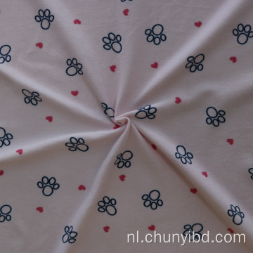 Mooi design rekbare gemengde stof poly92% SP8% bedrukte perzik single jersey stof voor baby/kinderen slaapkleding